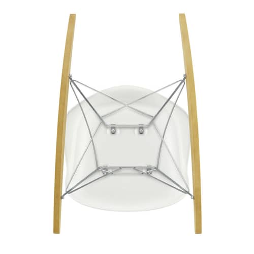 Rocking chair RAR - Eames Plastic Armchair plastique blanc / (1950) - Pieds chromés & bois clair - Vitra - Blanc / Chromé / Bois clair - Acier chromé, Érable massif, Polypropylène