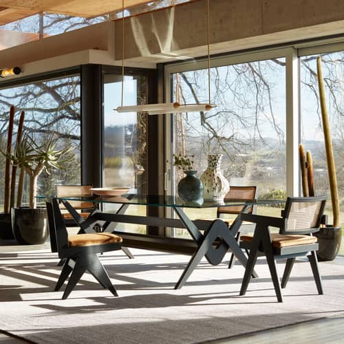 Sedia Capitol Complex legno nero / Omaggio a Pierre Jeanneret, 1950\' - Paglia di Vienna - CASSINA - Quercia nera / Rattan naturale - Massello di quercia colorato, Paglia di Vienna