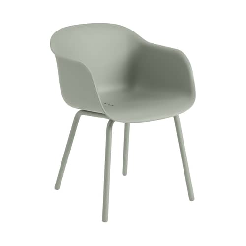 Sessel Fiber OUTDOOR plastikmaterial grün / Recycelbarer Kunststoff - Muuto - Dusty-Grün - 100 % recycelter Kunststoff, thermolackierter Stahl