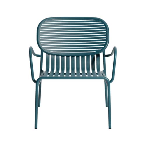 Week-end Stackable low armchair metal blue / Aluminium - Petite Friture - Sea blue - Aluminium