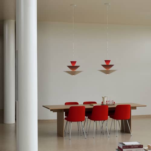 Suspension Gio LN14 / LED - Ø 60 x H 39 cm - &tradition - Rouge Vermillon / Bordeaux foncé / Écru - Aluminium thermolaqué