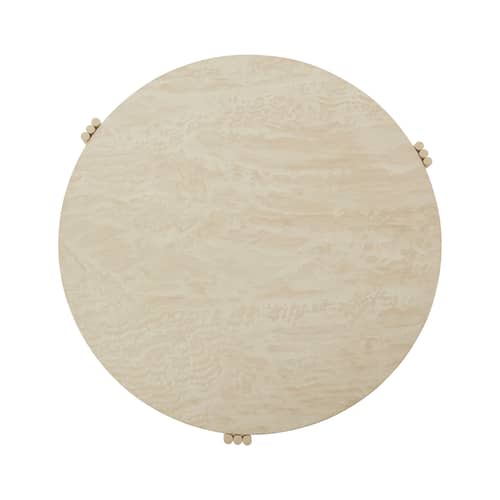 Table basse Tribus pierre beige / Ø 80 x H 45 cm - Travertin / Seconde vie - AYTM - Travertin beige / Sable - Acier, Pierre travertin