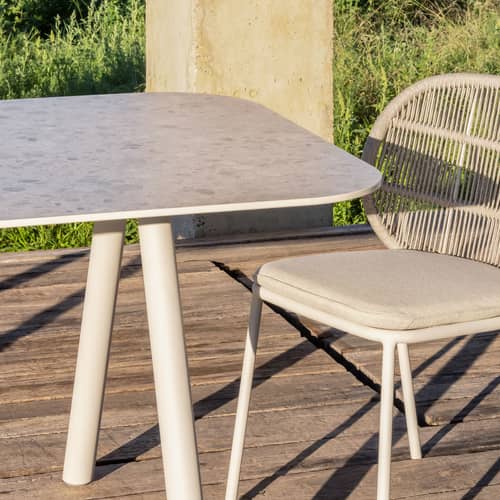 Table rectangulaire Kodo / 280 x 106 cm - Céramique effet terrazzo - Vincent Sheppard - 280 x 106 cm / Blanc effet terrazzo - Aluminium thermolaqué, Céramique