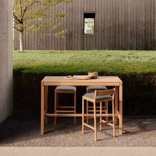 Tavolo alto Jack Outdoor tessuto legno naturale / 160 x 80 x H 105 cm - 6 posti letto - Ethnicraft - Teck - Teak massello