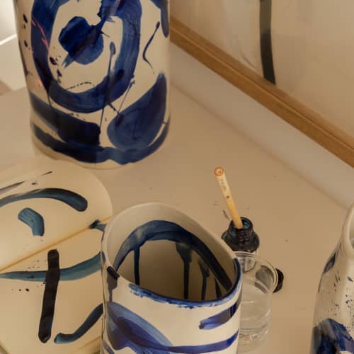 Vaso Sophia Large ceramica blu / H 29 cm - Serax - Grande - Gres smaltato