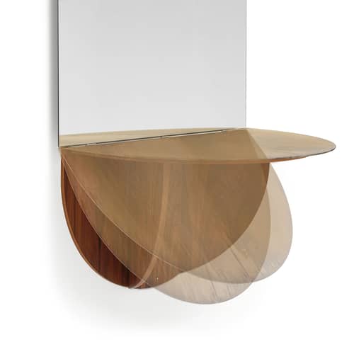 Wandspiegel Brame glas holz gold / Konsole - Klappbares Tablett - L 80 x H 180 x T 47 cm - Mogg - oxidiert vergoldetes Tablett / Palisanderholz - Glas, Holzfaserplatte mit Palisanderfurnier