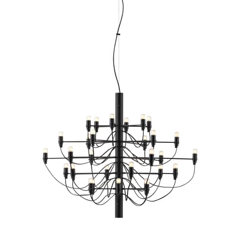 Sospensione 2097 metallo nero / 30 lampadine smerigliate INCLUSE - Ø 88 cm - Flos - Nero - Ferro
