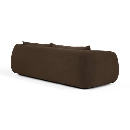 Canapé droit Figur tissu marron / 3 places - L 244 cm - Ethnicraft - Chocolat - Contreplaqué, Mousse haute densité, Tissu