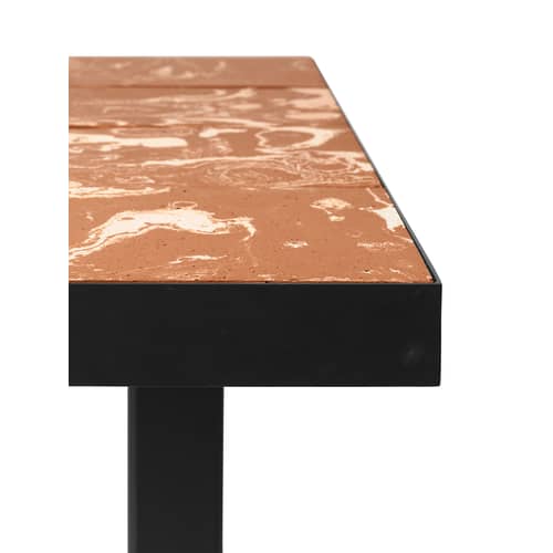 Couchtisch Flod Tiles keramik rot orange / 81 x 60 cm - Handgefertigte Tonfliesen - Ferm Living - Terrakotta - thermolackierter Stahl, Tonziegel