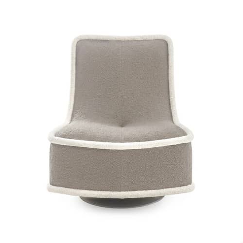 Fauteuil pivotant Bonheur du jour / Philippe Starck - Kartell - Greige / Passepoil blanc - Acier, Mousse PU, Tissu bouclé