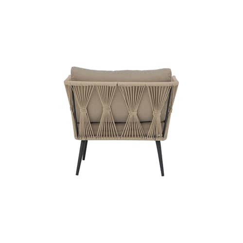 Fauteuil rembourré Pavone / Corde polyester tissée main - Bloomingville - Beige / Coussins beige - Corde polyester, Métal thermolaqué, Tissu polyester