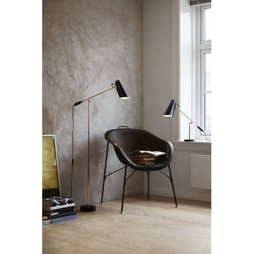 Birdy Floor lamp metal white / H 133 cm - Dahl 1952 - Northern  - White, Brass - Painted aluminium, Steel