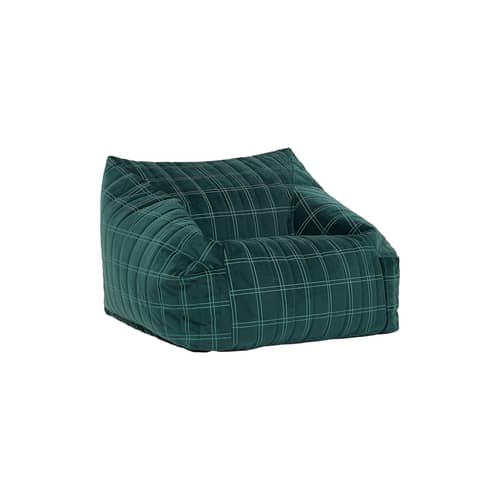 Kindersessel Chelsea textil grün / Sitzkissen - Eco-velours - NOBODINOZ - Dunkelgrün & Minze / Großes Grillgitter - Expandiertes Polystyrol, Öko-Samt