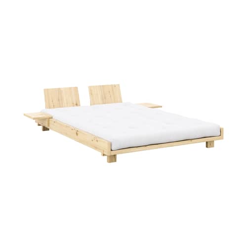 Lit double Social / Pour matelas 140 x 200 cm - Dossiers & chevets intégrés - KARUP DESIGN - Pour matelas 140 x 200 cm - Pin massif certifié FSC
