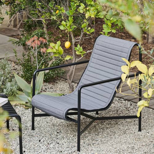 Palissade Low armchair metal grey black High backrest - R & E Bouroullec - Hay - Charcoal grey - Electro galvanized steel, Epoxy paint