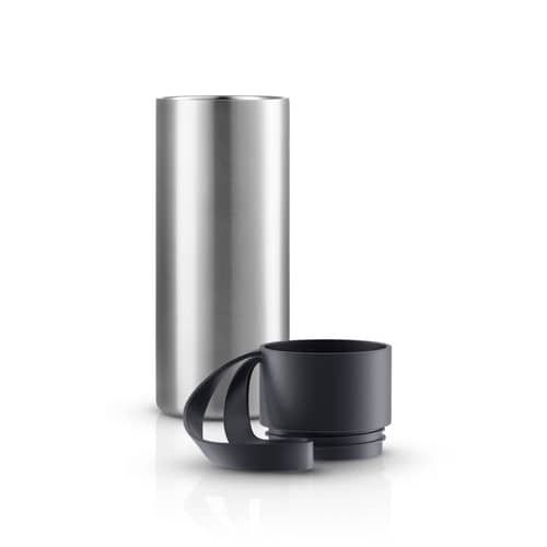 Mug isotherme To Go Cup métal noir / Avec couvercle - 0,35 L - Eva Trio - Noir - Acier inoxydable, Silicone
