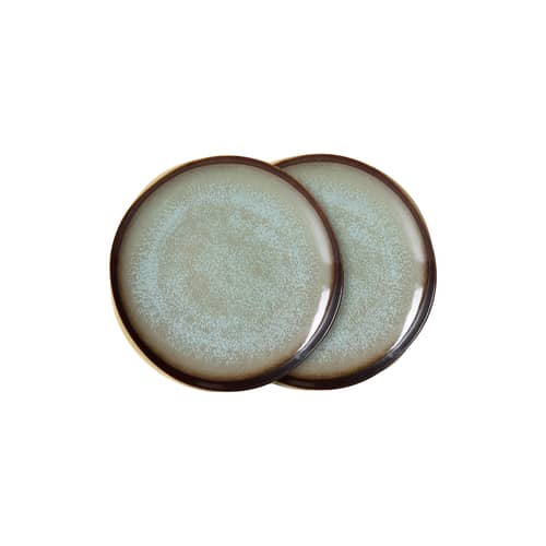 Piatto da dessert 70s ceramics ceramica grigio / Set di 2 - Ø 22 cm - HK LIVING - Contrasto - Gres smaltato