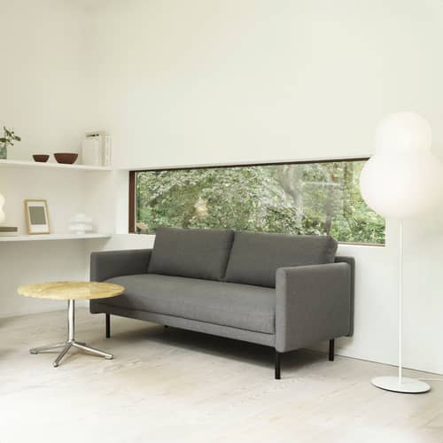 Sofa Rar textil grau / 2-Sitzer - L 168,5 cm - Normann Copenhagen - Stoff Dunkelgrau - Gewebe, Holz, PU-Schaum, Stahl