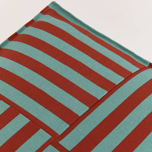 Pouf Otto tissu rouge / Repose-pieds - 55 x 55 cm - NOBODINOZ - Rouge & vert / Rayé - Coton bio, Polystyrène expansé