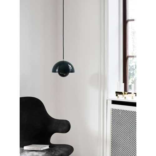 Suspension FlowerPot VP1 métal blanc / Ø 23 cm - By Verner Panton, 1969 - &tradition - Blanc mat - Aluminium laqué