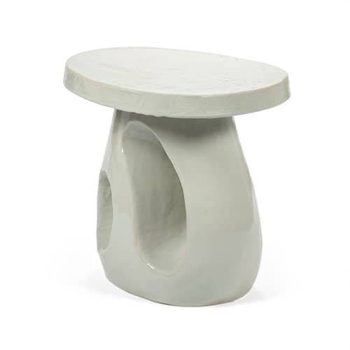 Table d\'appoint Amé 10 céramique gris / 52 x 37 x H 45 cm - Serax - Gris - Grès émaillé