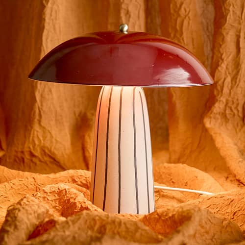 Arvid Table lamp ceramic red - Bloomingville - Burgundy - Sandstone