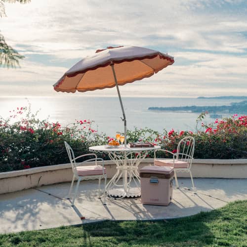 Table ronde Al Fresco métal blanc / Ø 120 cm - Trou pour parasol - BUSINESS & PLEASURE - Blanc Antique - Acier