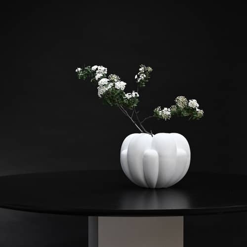 Vase Bloom Petit keramik weiß / Ø 22,5 x H 18 cm - 101 COPENHAGEN - Weiß - Faserbeton, Keramik