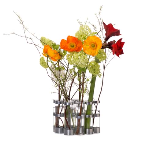 Vase d\'Avril XXL métal verre transparent / L 69 x H 18 cm - Tsé-Tsé - XXL - L 69 x H 18 cm - Acier zingué, Verre