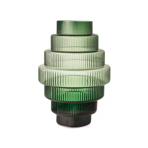 Steps Large Vase glass green / Ø 35 x H 50 cm - Hand-blown glass - Pols Potten - Green - Mouth blown glass