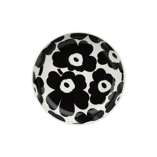 Assiette creuse Unikko céramique noir / Ø 20,5 cm - Marimekko - Unikko / Noir & blanc - Grès