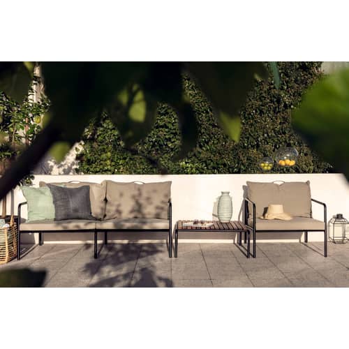 Divano da giardino a 2 posti Avon metallo tessuto beige / L 159 cm - Tessuto & Acciaio - Houe - Beige Ash - Acciaio termolaccato, Schiuma di poliuretano, Tessuto Sunbrella