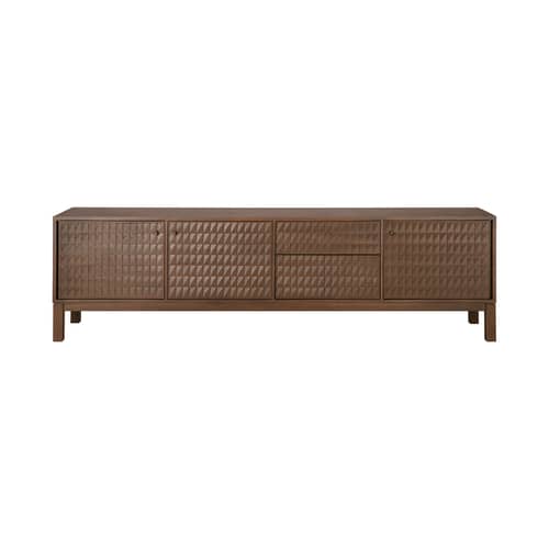 Buffet Sono bois marron / L 212 x H 60 cm - Sculpté main - Ethnicraft - L 212 cm / Teck - Laiton moulé, Teck massif