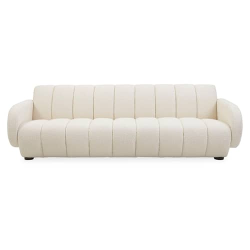 Canapé droit Brigitte tissu blanc beige / 3 places - L 223 cm / Laine bouclée - Jonathan Adler - Ivoire (Laine bouclée) - Bois, Laine bouclée, Mousse