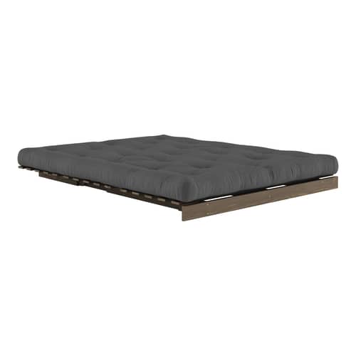 Canapé convertible Roots / L 160 cm - 3 positions / Structure marron - KARUP DESIGN - Gris foncé 734 / Bois marron - Fibres recyclées mélangées, Mousse, Pin massif certifié FSC laqué, Tissu