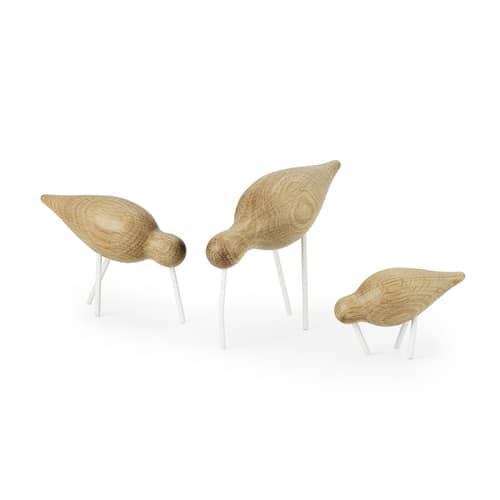 Décoration Oiseau Shorebird M bois naturel / L 15 x H 11 cm - Normann Copenhagen - Chêne / Blanc - Chêne massif
