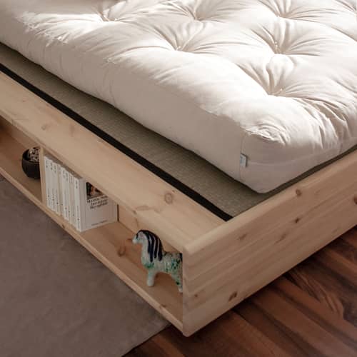 Ziggy Double bed natural wood / For mattresses 180 x 200 cm - Built-in Storage - KARUP DESIGN - Light pine - FSC-certified solid pine