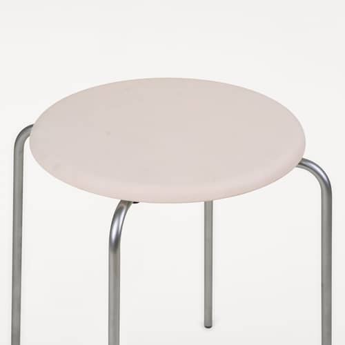 Hocker Petit Rond metall / Sitzfläche Leder - Frama  - Stahl gebürstet / Naturleder - gebürsteter rostfreier Stahl, Leder