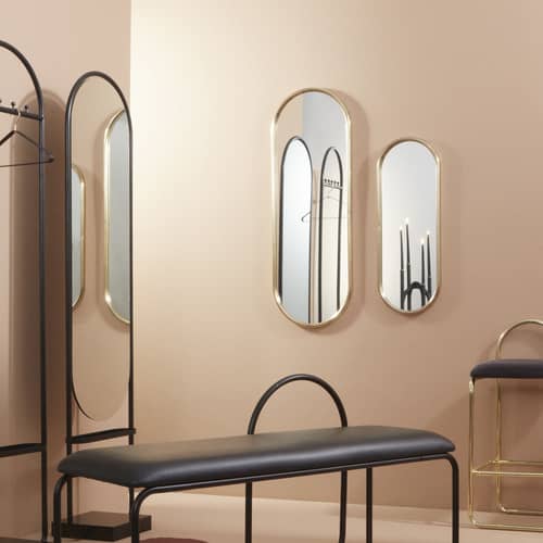 Miroir mural Angui argent métal / L 29 x H 78 cm - AYTM - Argent - Acier, Verre