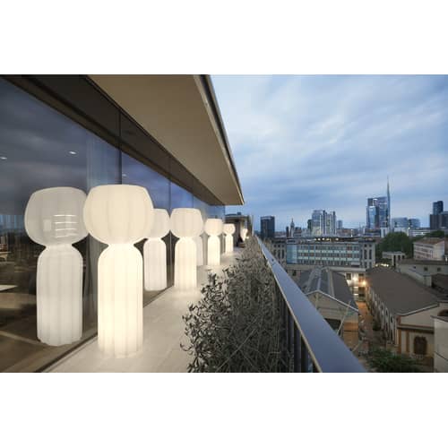 Outdoor-Stehleuchte Cucun plastikmaterial weiß LED / outdoorgeeignet - Ø 77 cm x H 190 cm - Slide - Weiß - Polyäthylen