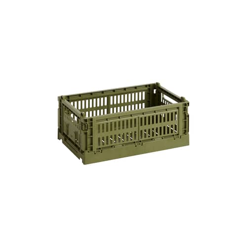 Panier Colour Crate plastique vert Small / 17 x 26,5 cm - Recyclé - Hay - Vert olive - Polypropylène recyclé