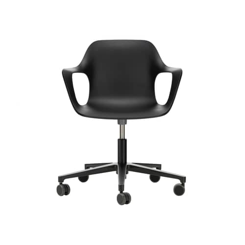 Poltrona a rotelle HAL RE Armchair Studio materiale plastico nero / Riciclato - Vitra - Nero - , Polipropilene riciclato