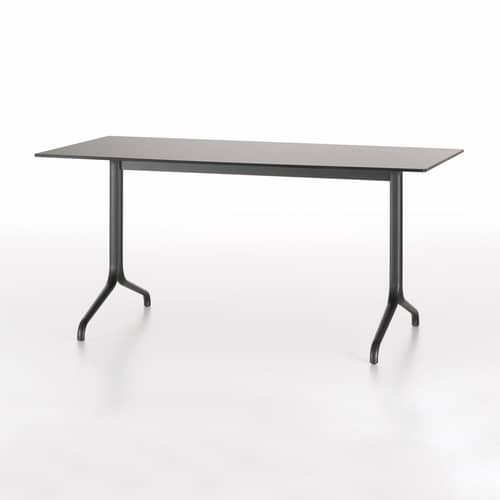 Belleville OUTDOOR Rectangular table plastic material black / 160 x 75 cm - Solid laminate - Vitra - Black - Lacquered aluminium, Solid stratified layers