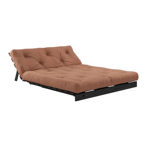 Canapé convertible Roots / L 140 cm - 3 positions / Structure noire - KARUP DESIGN - Brun argile 759 / Noir - Fibres recyclées mélangées, Mousse, Pin massif certifié FSC laqué, Tissu