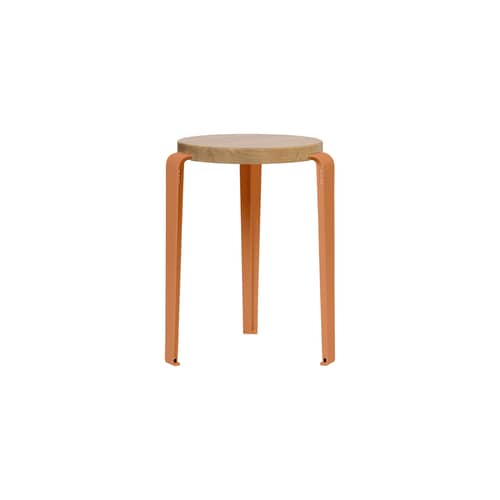 Sgabello Lou metallo rosso / H 45 cm - Rovere eco-certificato - TIPTOE - Rosso mandarino - Acciaio termolaccato, Rovere massello eco-certificato