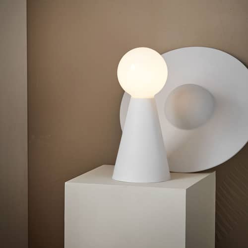 Ceramic Table lamp ceramic white / Steerable - MOEBE - Mat white - China, Opal Glass