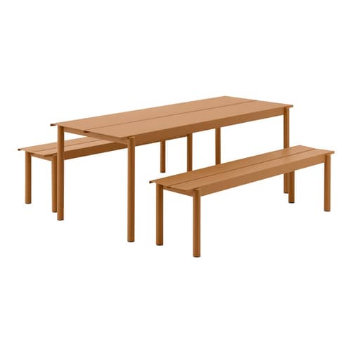 Table rectangulaire Linear   /  220 x 90 cm - Muuto - Caramel - Acier revêtement poudre