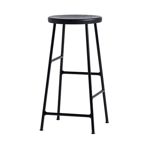 Barhocker Cornet metall holz schwarz / H 65 cm - Hay - Eiche, gefärbt / Stuhlbeine schwarz - Getöntes Eichenholz, lackierter Stahl