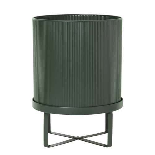 Blumentopf Bau Large metall grün / Ø 28 cm - Metall - Ferm Living - Dunkelgrün - galvanisierter Stahl