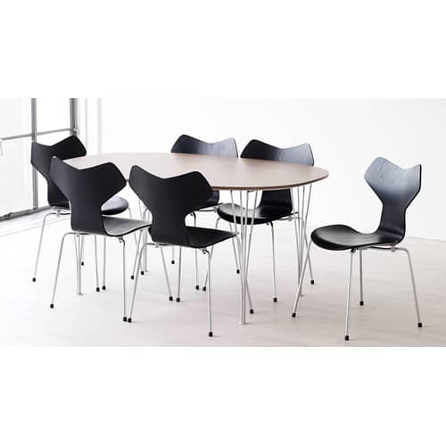 Chaise empilable Grand Prix bois noir - Fritz Hansen - Noir - Acier, Frêne